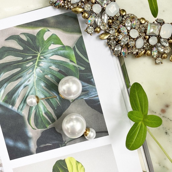 "Penelope" Earrings || White Pearl Statement - Picture 5 of 11